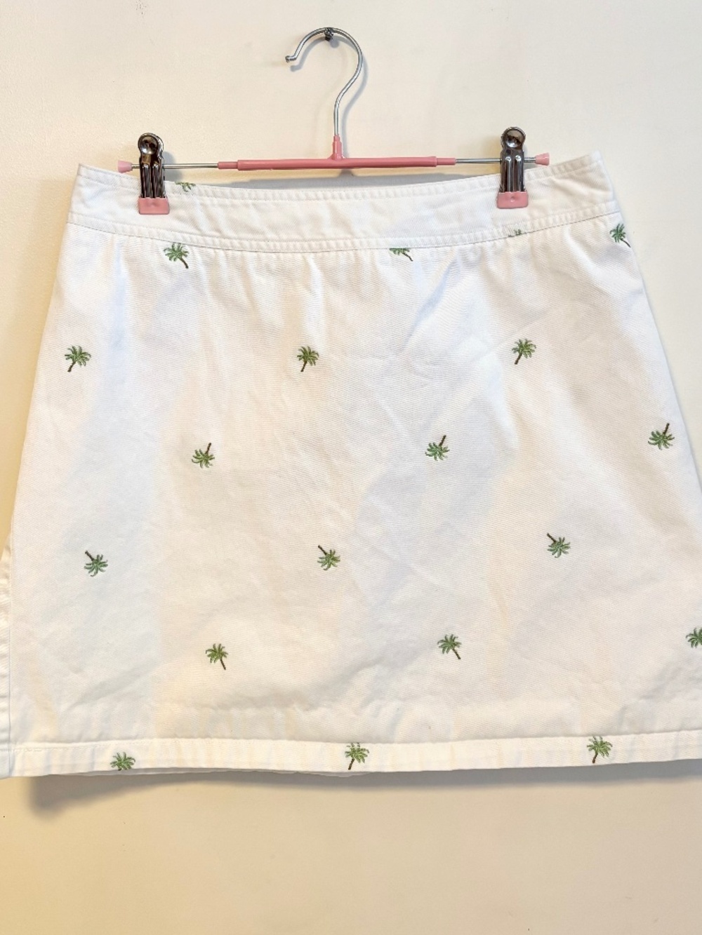 Susquehanna Trail Outfitters Cotton Denim Mini Skirt White Palm Trees Womens 8